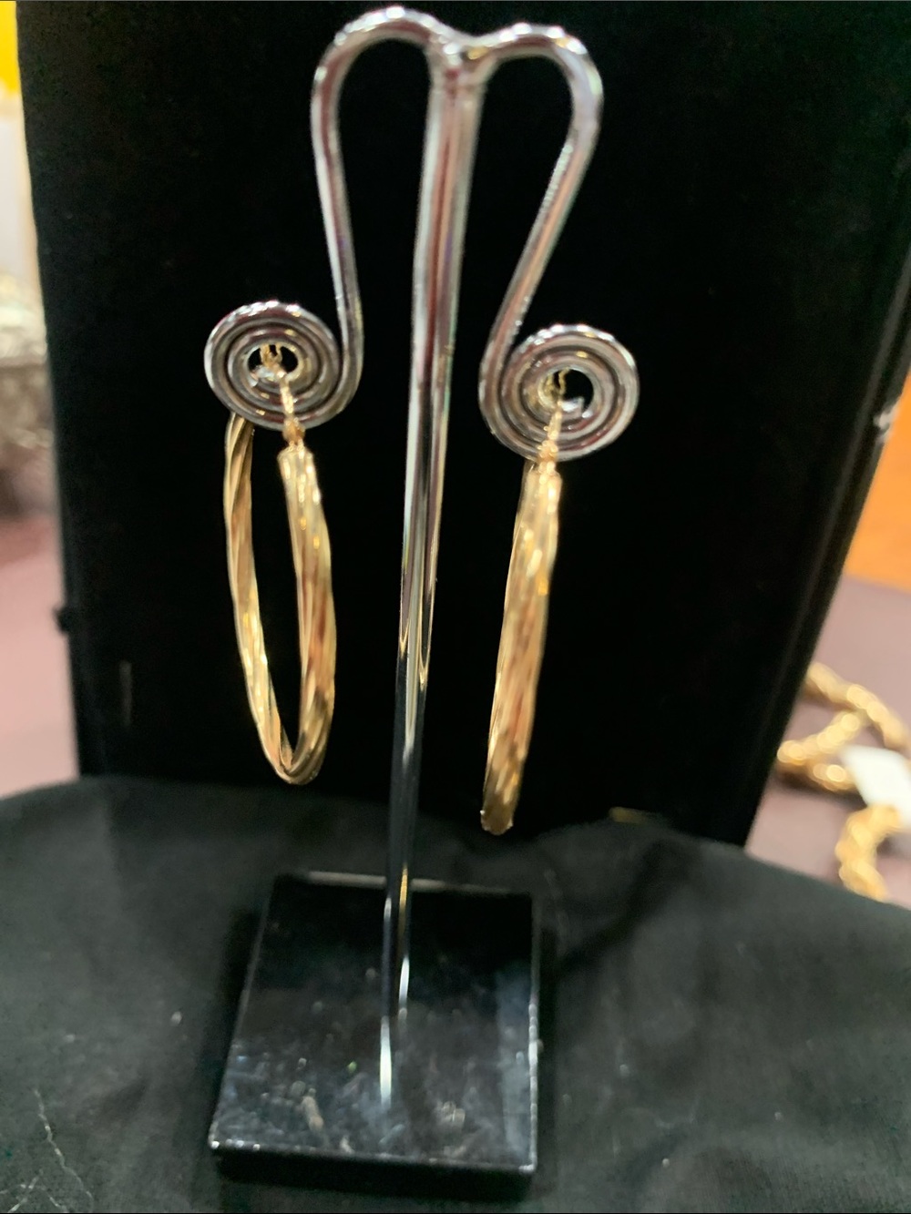 Gold-Tone Twisted Hoop Earrings - Women Jewelry - Picture 2 of 4